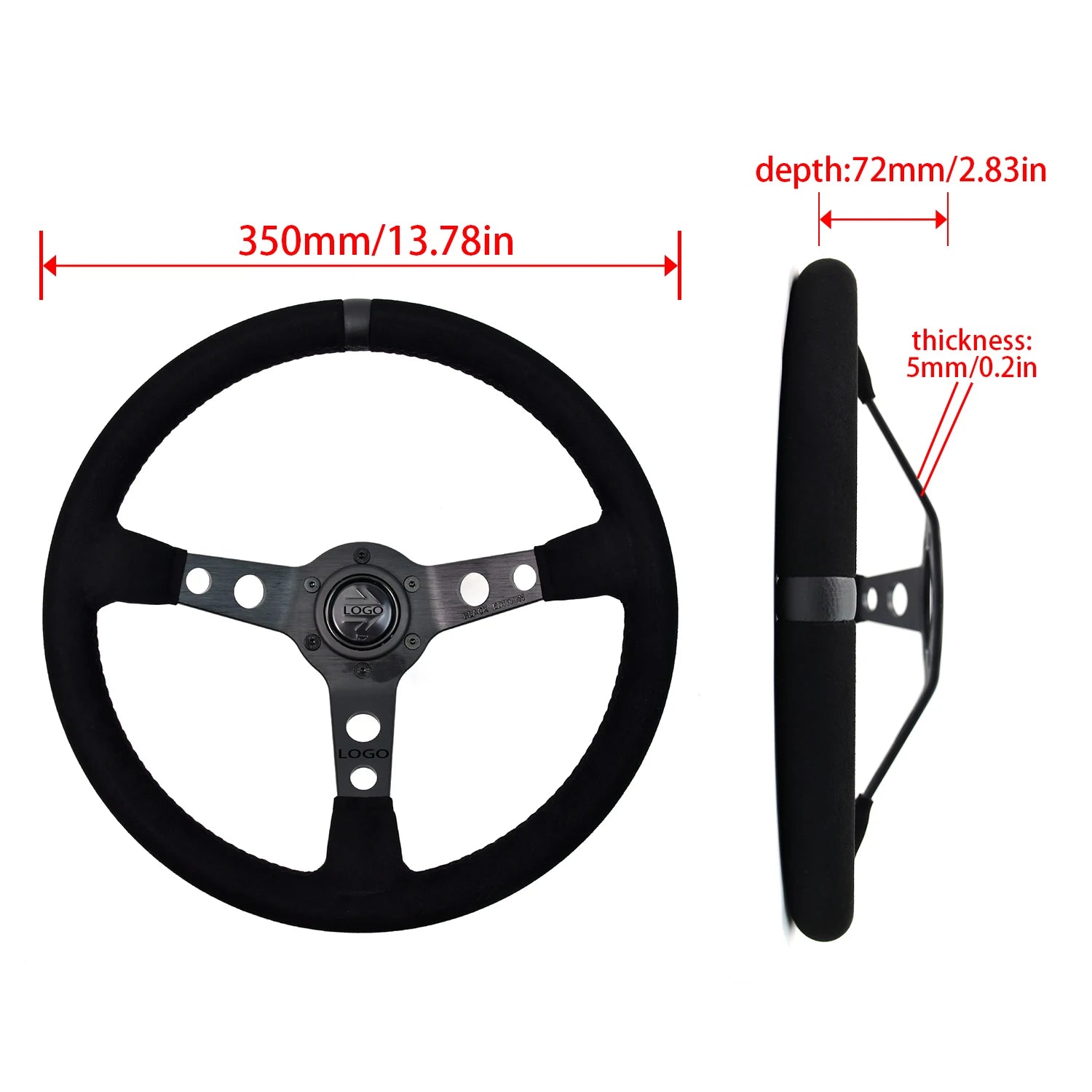 Deep Dish Lenkrad 350mm – Suede Black Edition